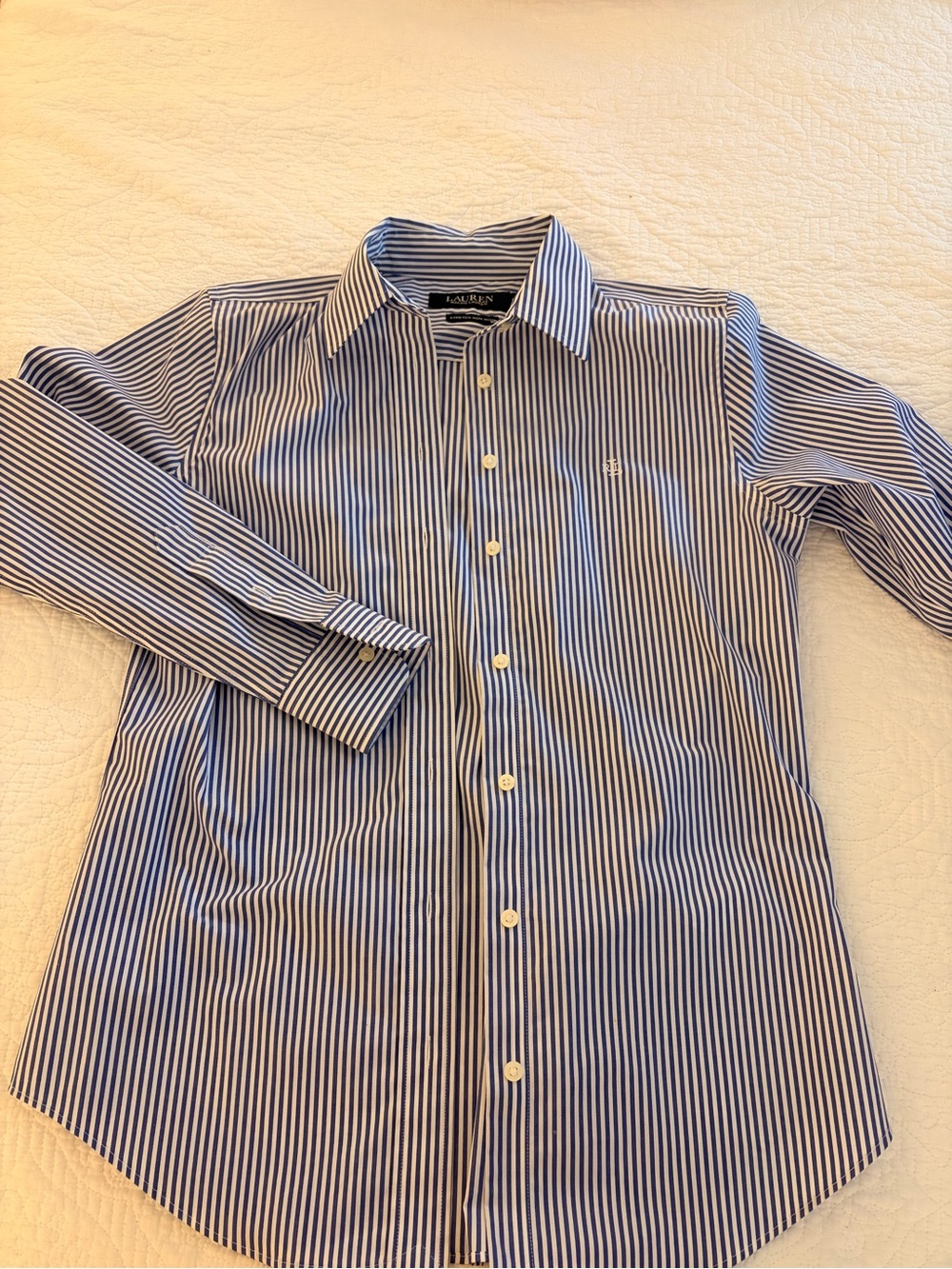Ralph Lauren Blue and White Vertical Stripe Dress Shirt